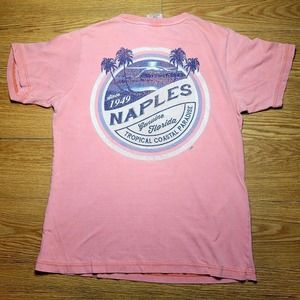 Alvin's Island Collection Men's Soft Cotton T-Shirt Naples Florida Pink Small